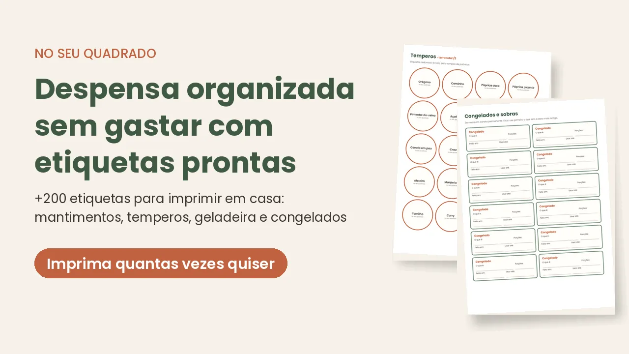Kit Etiquetas para Potes e Despensa do No Seu Quadrado, com etiquetas verde-sálvia e terracota