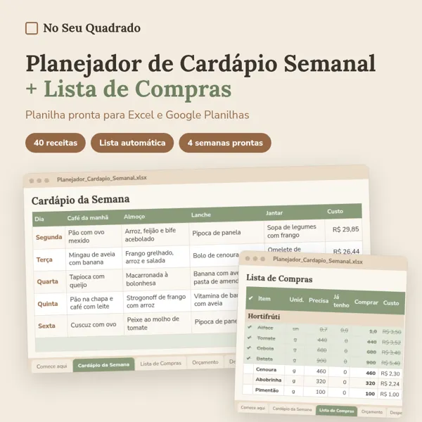 Capa do Planejador de Cardápio Semanal + Lista de Compras